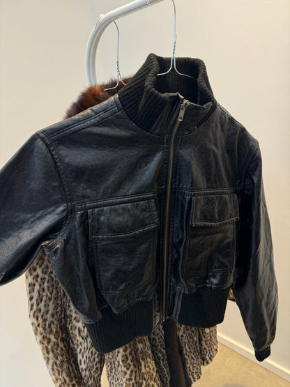Black Faux Leather cropped Jacket